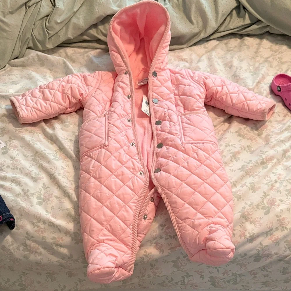 Polo by Ralph Lauren Quilted Hooded Baby One-Piece - Light Pink